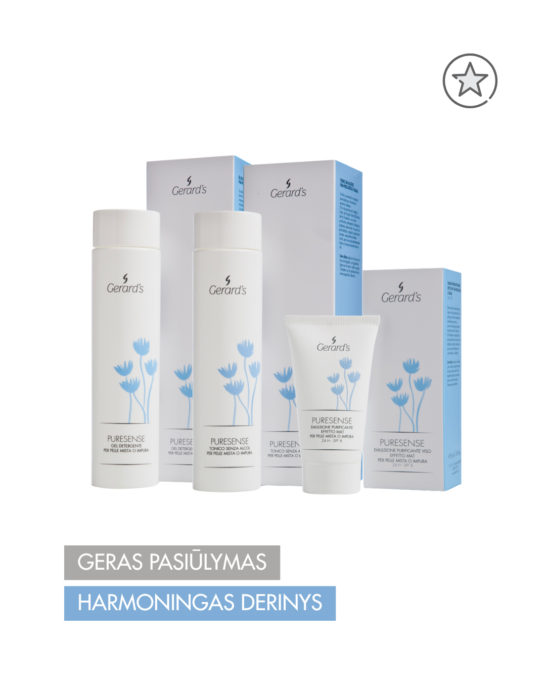 Gerard’s rinkinys mišriai ir probleminei odai Puresense (gelis + tonikas + emulsija)