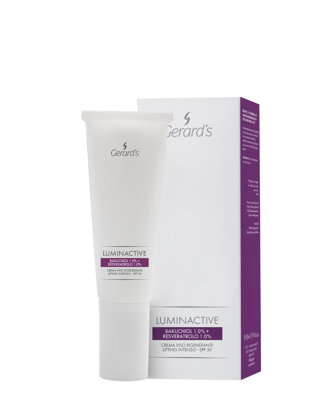Gerard‘s intensyvus regeneruojantis dieninis veido kremas su bakučioliu SPF30 Luminactive, 50 ml