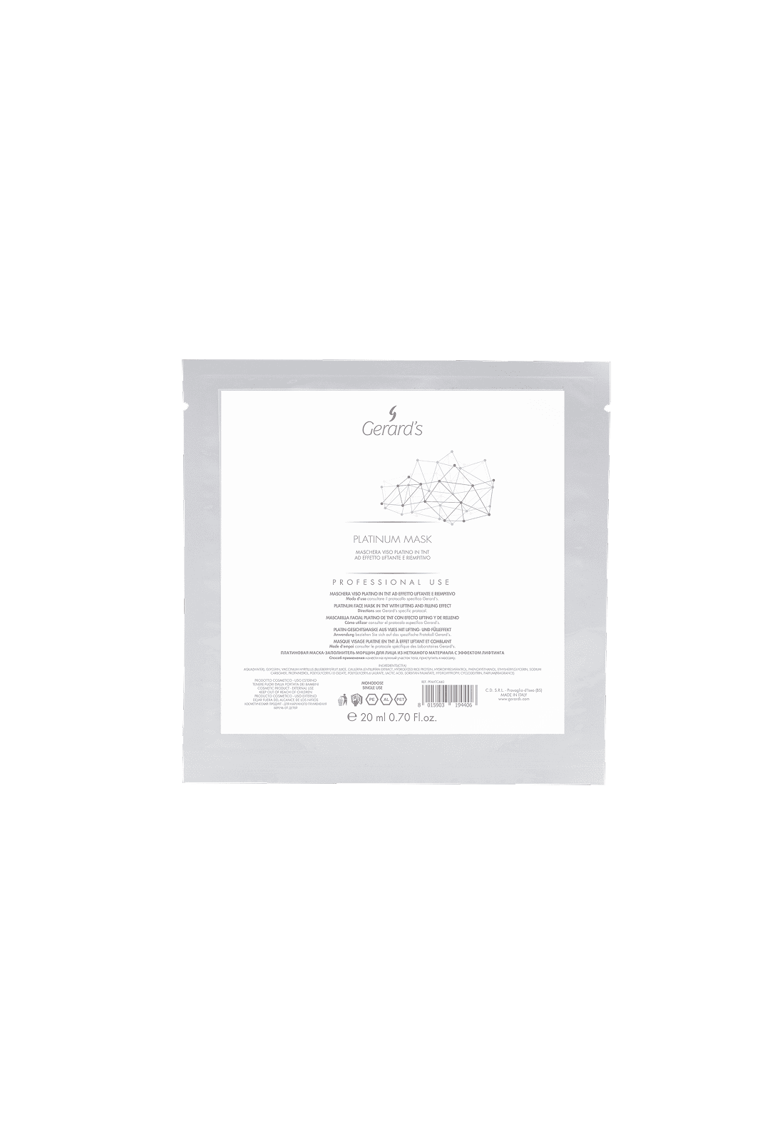 Gerard's prabangi lakštinė kaukė Platinum Mask, 20ml